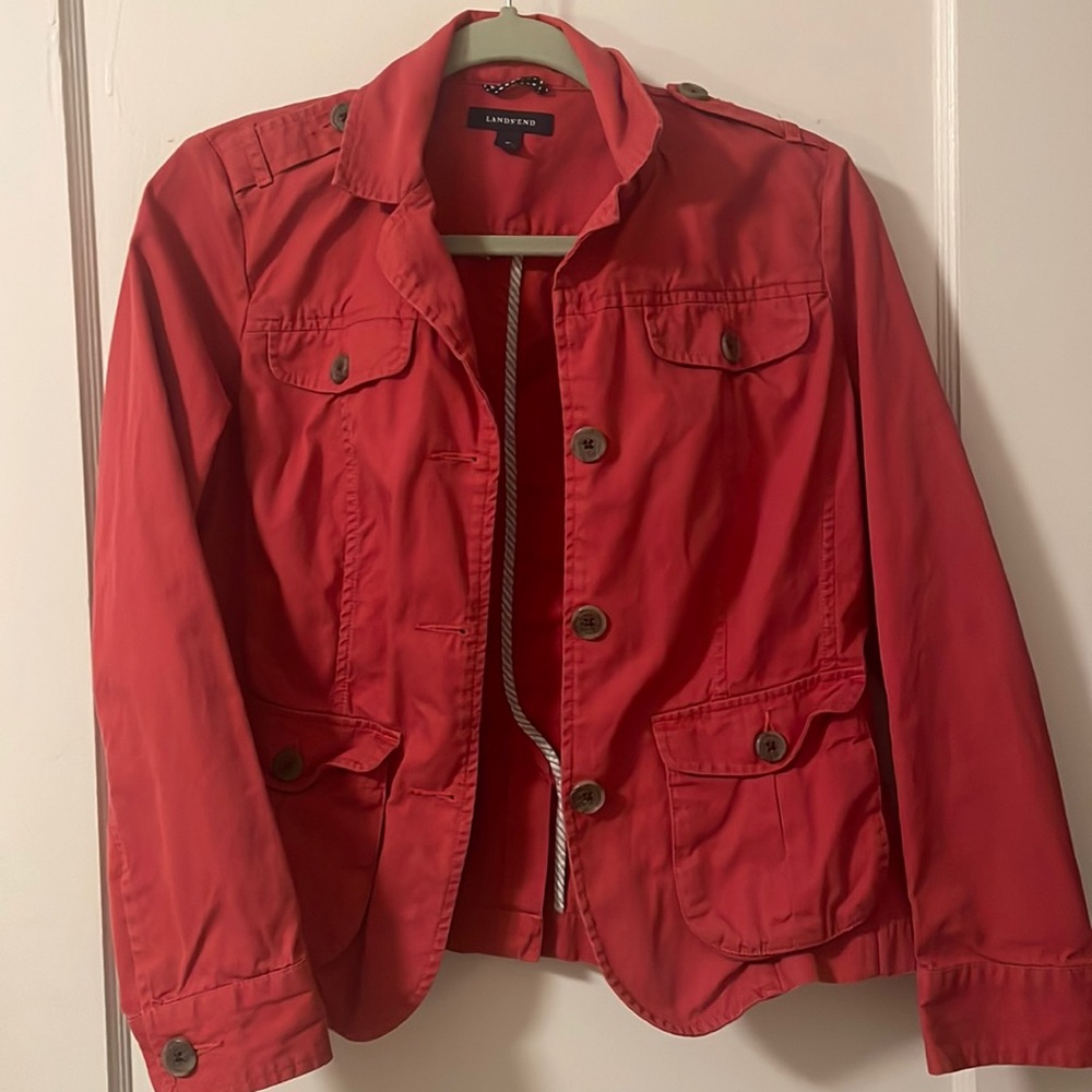 Salmon red lands end jacket